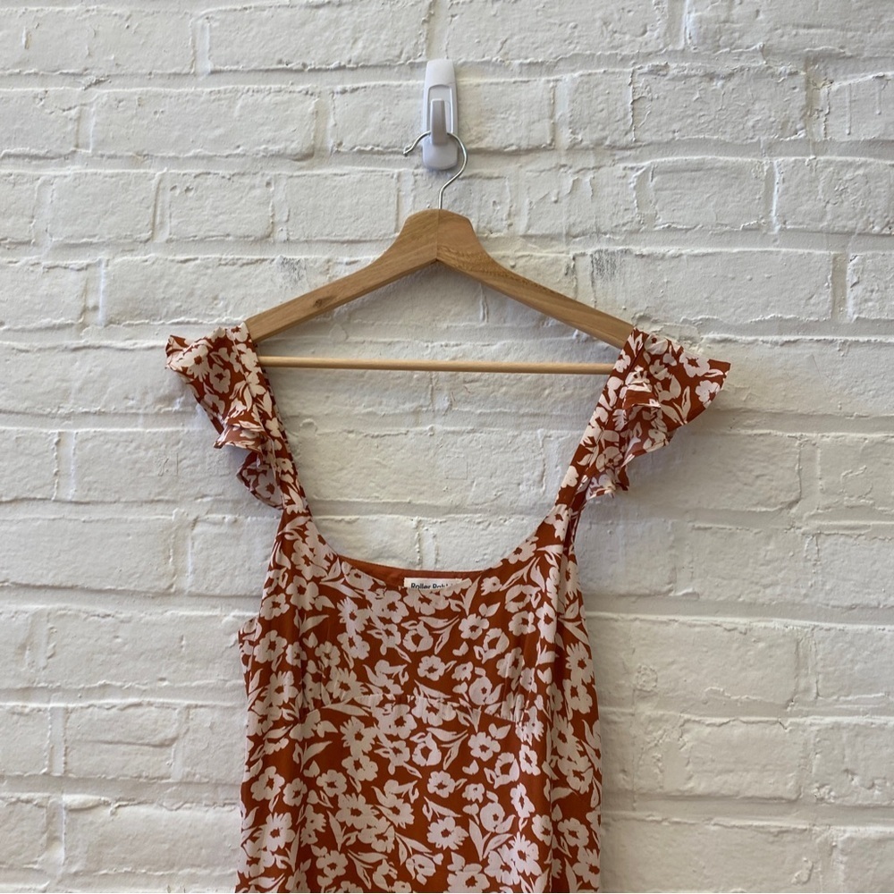 Roller Rabbit || Olindo Quinn Midi Dress Silk Floral Terracotta Rust Orange S‎ - Picture 2 of 9